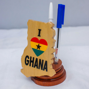 Wooden Ghana Map Pen Organizer