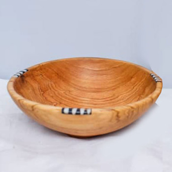Carved Ornamented Wood Round Shaped Bowls