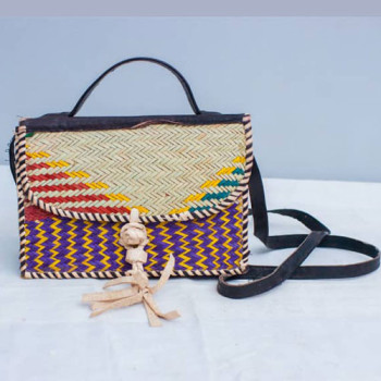 Woven Bag with Leather Strap