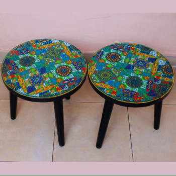 African Print Covered Stools